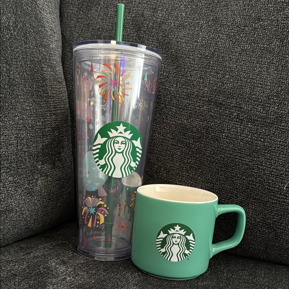 Starbucks Green and Clear Tumbler and Mug Set